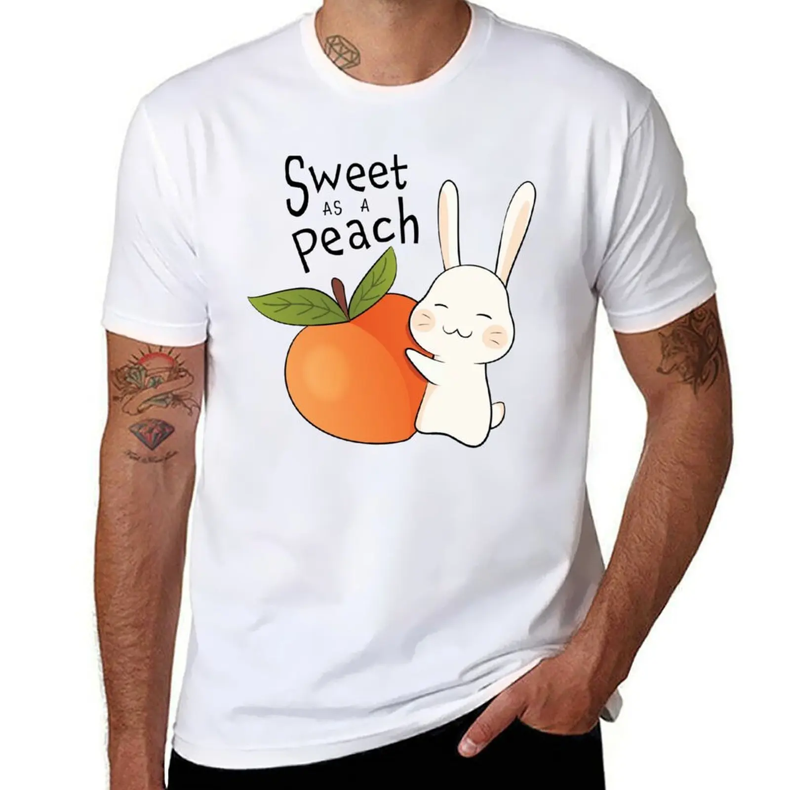 

a cotton Bunny graphic t man T-Shirt for Sweet man shirts t as shirts Peach for