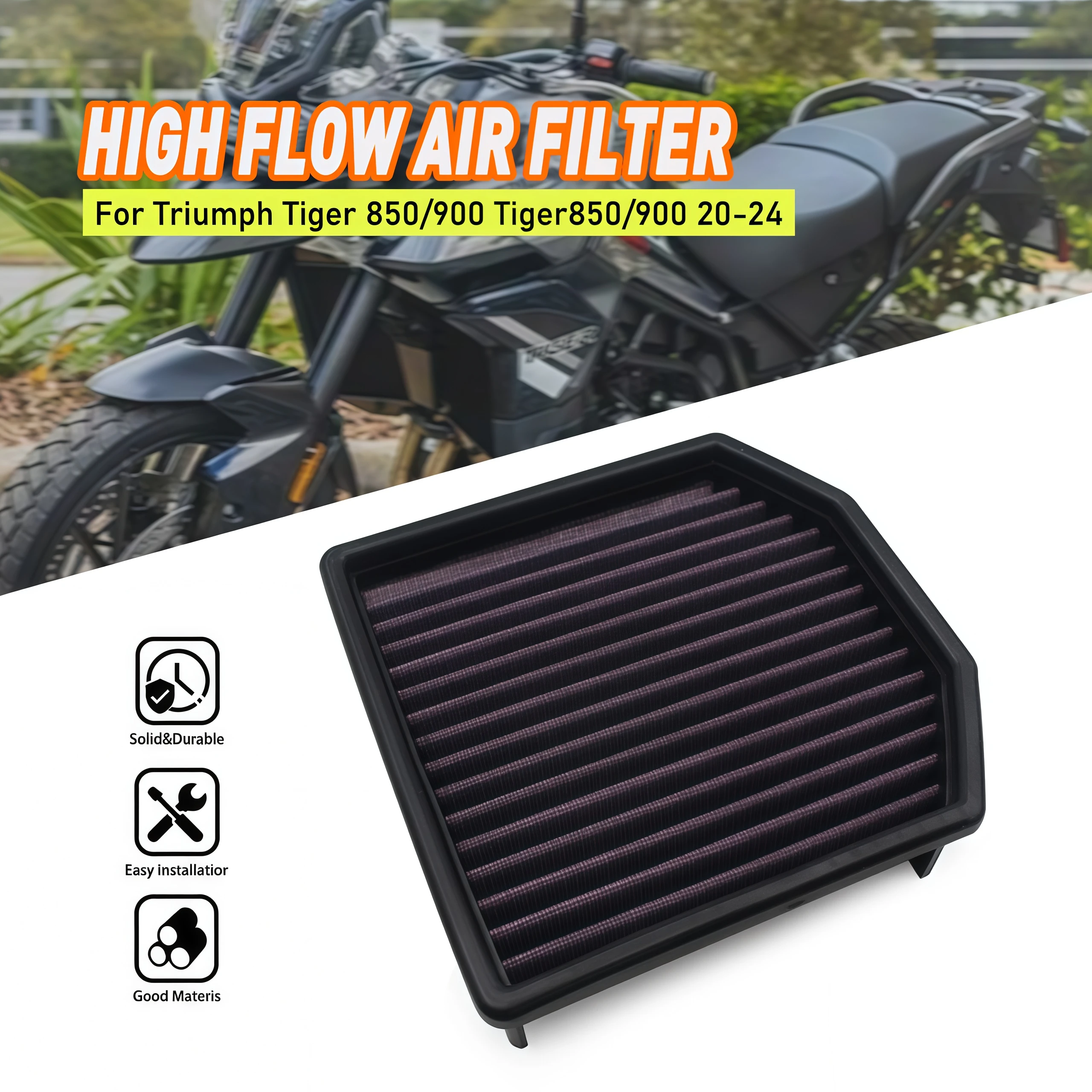 

Motorcycle Air Filter Motor Bike Intake Cleaner For TRIUMPH Tiger 850 Sport 900 GT Pro Rally ABS 2020 2021 2022 2023 2024