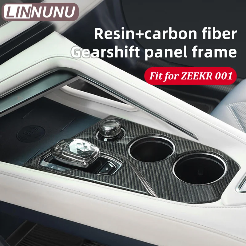 LINNUNU Fit for ZEEKR 001 2021-2023 Suede Center Control Panel Decor Frame Cover ABS Carbon fiber Gear shift Trim CarAccessories