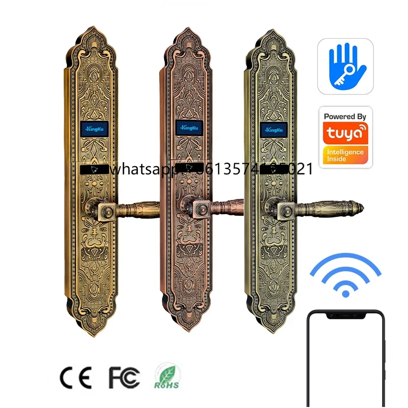 

TAntique Luxury High Security Fingerprint Wifi Smart Digital Door Lock