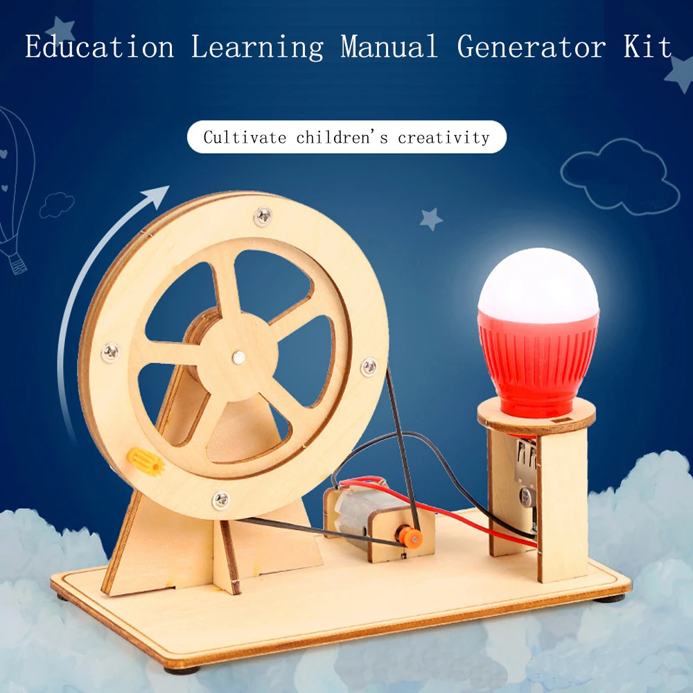 

Hand Rock Motor Generator DIY Kit Education Learning Manual Generator Toy Kits Physical Experiments Laboratory Problem Solve Set