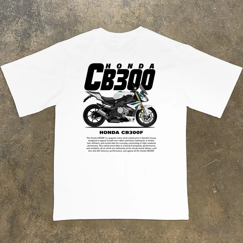 

Лето 2022, футболка XihaiPlank Road с короткими рукавами HONDA CB300F, гоночный мотоцикл, свободная хлопковая футболка с короткими рукавами, модная и повседневная