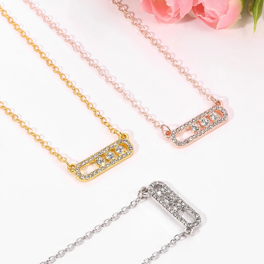 Minimalistischer Geometrie-Strass-Anhänger, modische kreative Halskette für Frauen und Mädchen, Schmuck-Accessoire für den Alltag. – Detail 4