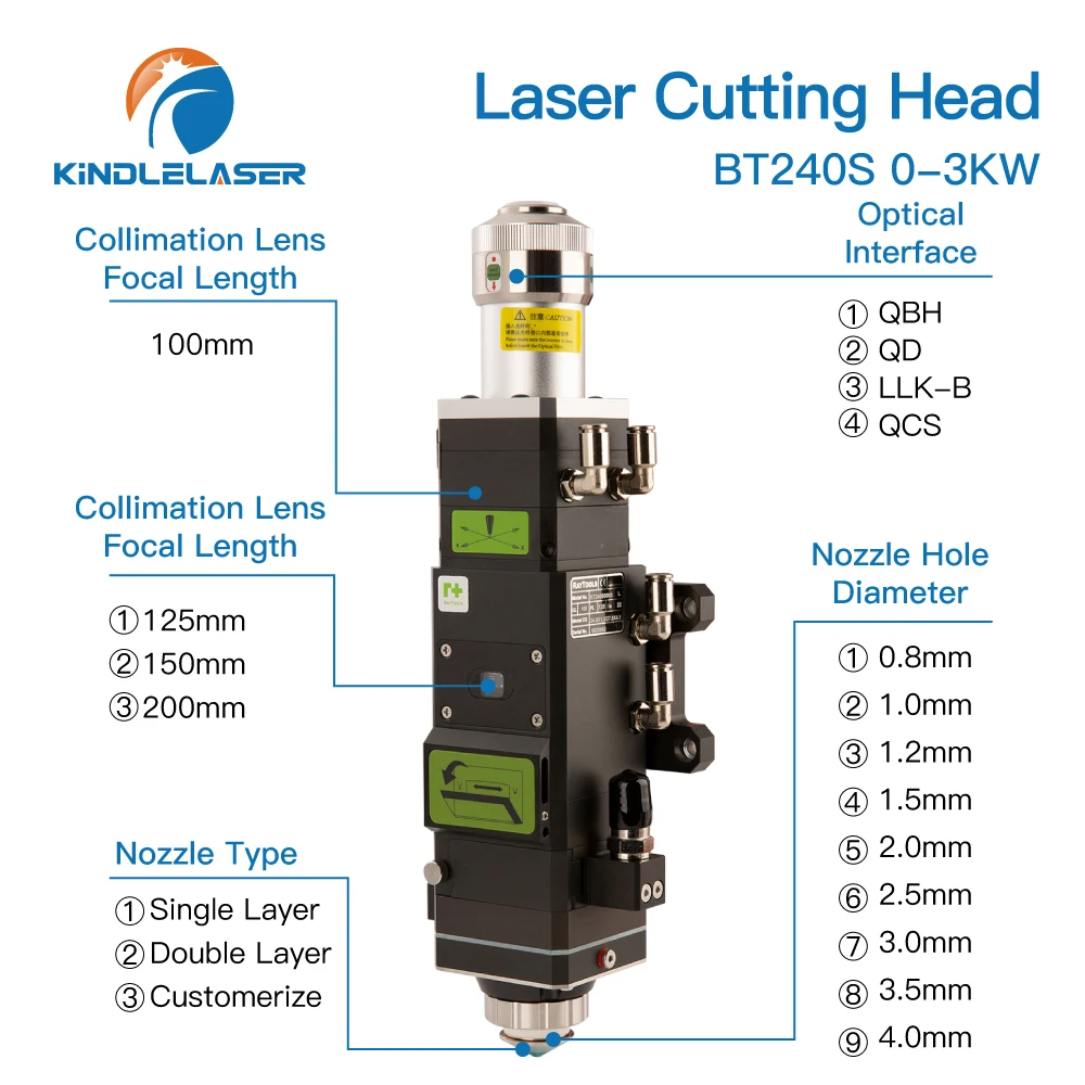 Raytools-Cabezal de corte por láser de fibra BT240S 0-3kW, enfoque Manual para máquina de corte por láser Raycus IPG, BT240