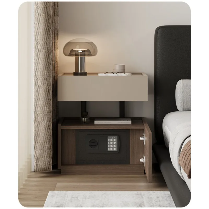 Home Suspended building block bedside table safe integrated Italian minimalist light luxury bedroom bedside storage cabinet