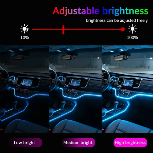 Imagen 2 del producto Luces Led de ambiente para coche 6/10/18 en 1, RGB 213, 64 colores, sinfonía, acrílico, Control por aplicación, Streamer, Kit de lámpara de ambiente Interior de arcoíris