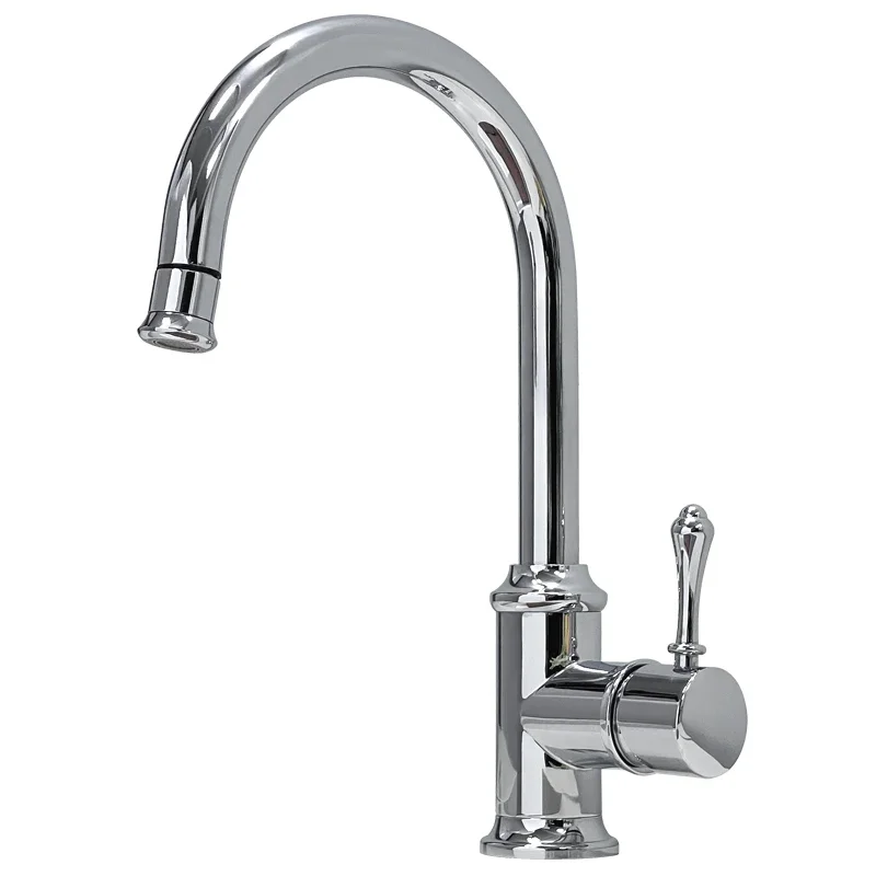 Brass hot and cold faucet single handle single hole rotating can be pulled, sink washbasin faucet splash-proof