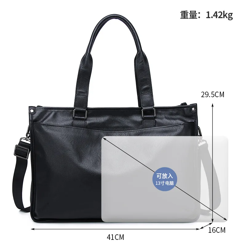 새로운 최고급 소가죽 토트백 출퇴근 여행 대용량 비즈니스 남성 서류가방 핸드헬드 문서 메신저 럭셔리 남성 가방