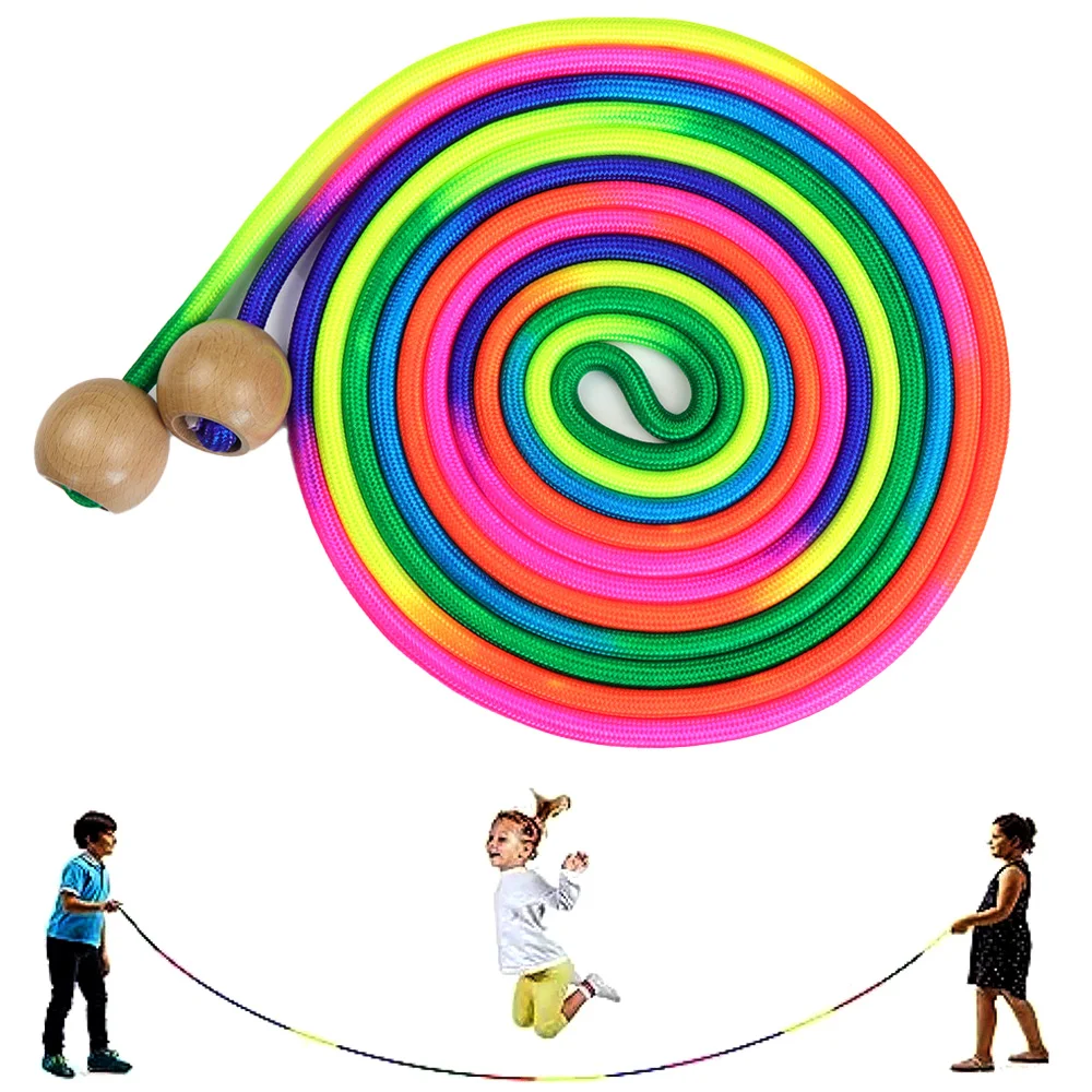 5M Rainbow Long Jump Rope for Kids & Students – Anti-Slip Handle, Speed Skipping Rope for Group Games & School Fitness