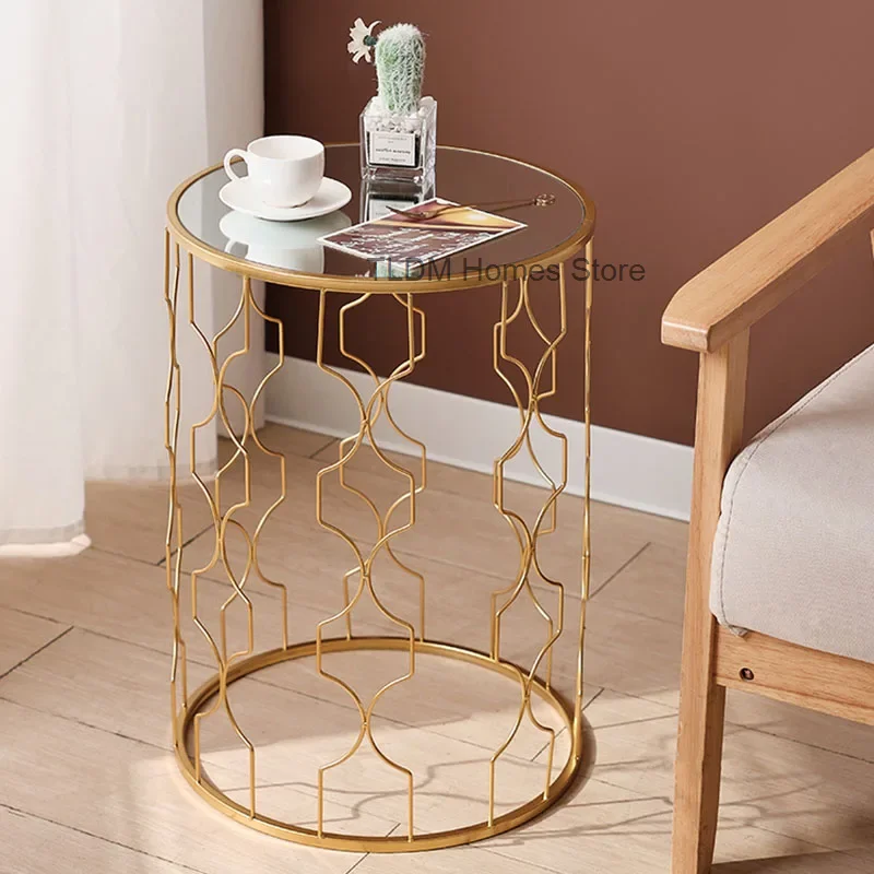 Nordic Mirror Coffee Tables Home Iron Art Sofa Side Table Creative Living Room Furniture Light Luxury Balcony Corner Table Shelf