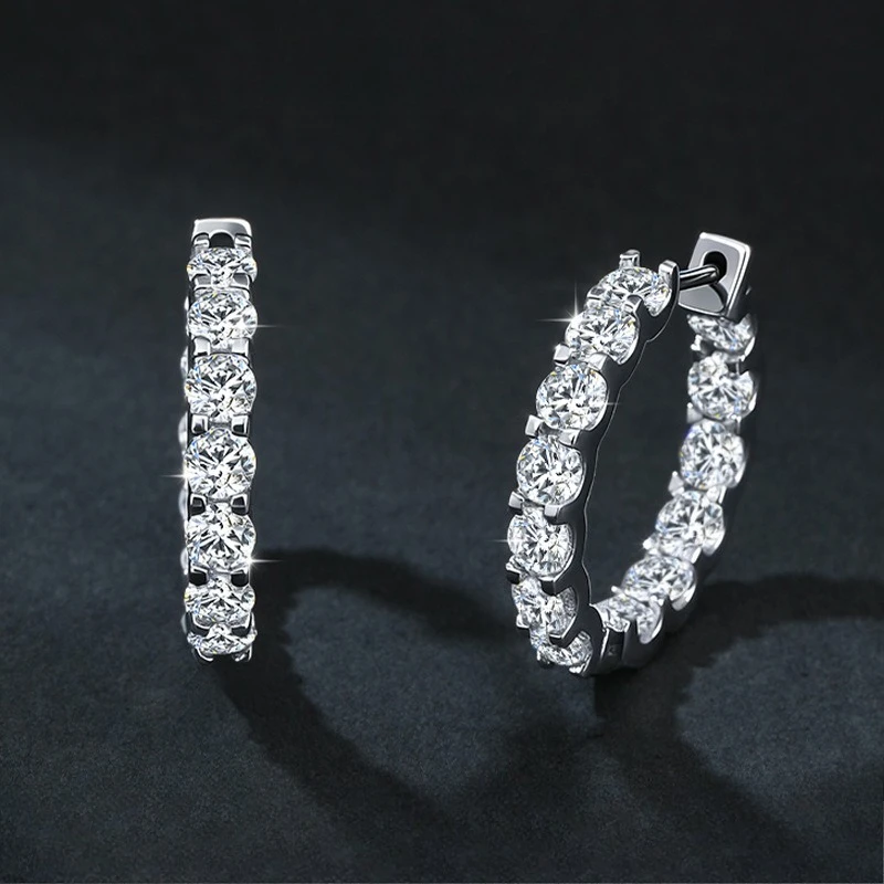 Moissanite Starry Hoop Earrings GRA D VVS1 S925 Sterling Silver Engagement Wedding Daily For Men And Women Luxury Elegant