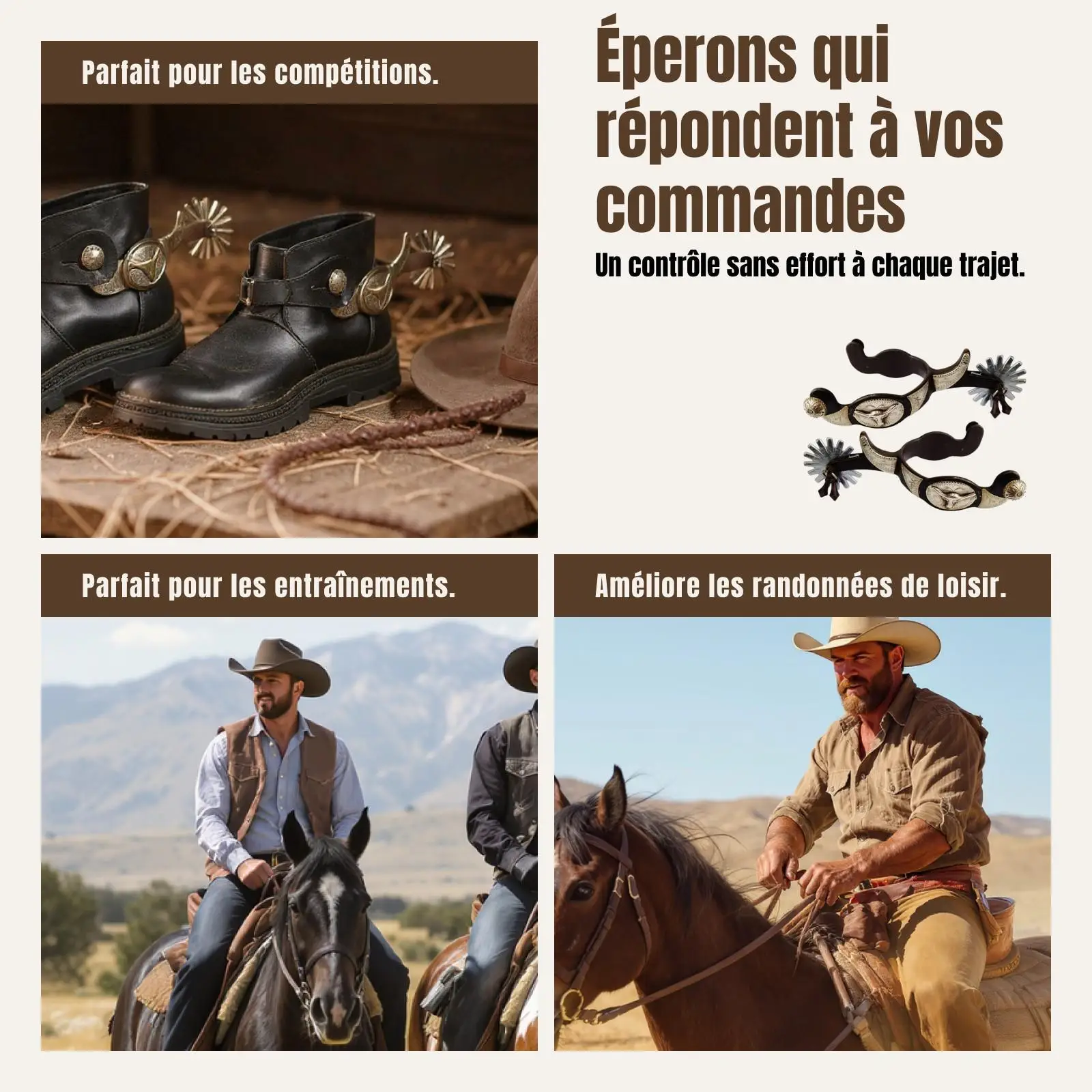 Sturdy Stainless Steel Horse Boot Leather Riding Gear Cowboy Accessories for Men Women Training