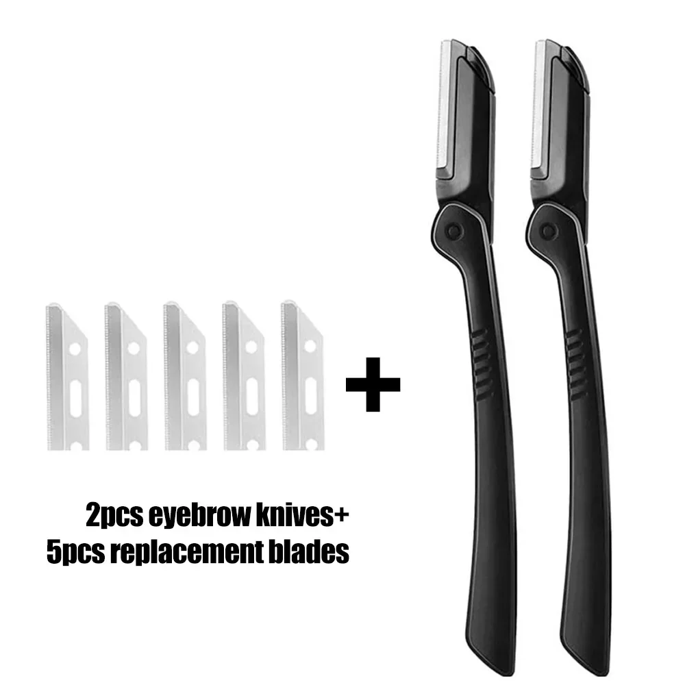 Eyebrow Razor Shaper Shavers Trimmers for Women and Men Face Hair Removers Multipurpose Exfoliating Face Razor with 2/5/10Blades