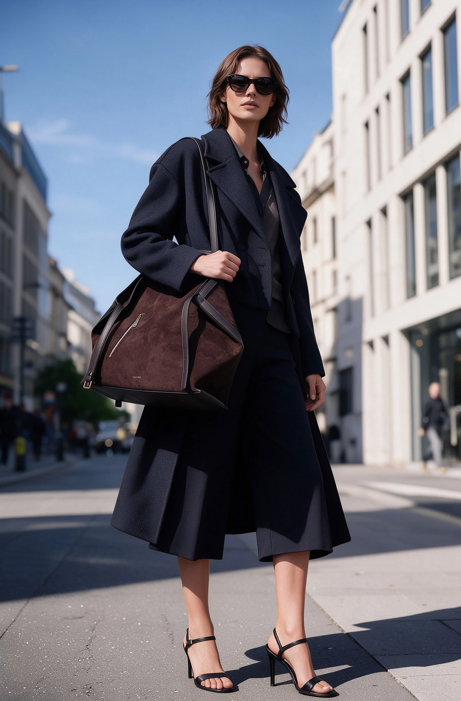 Leon slyn lady's shopping bag - shoulder bag - oil wax leather - mink fur lining - large capacity