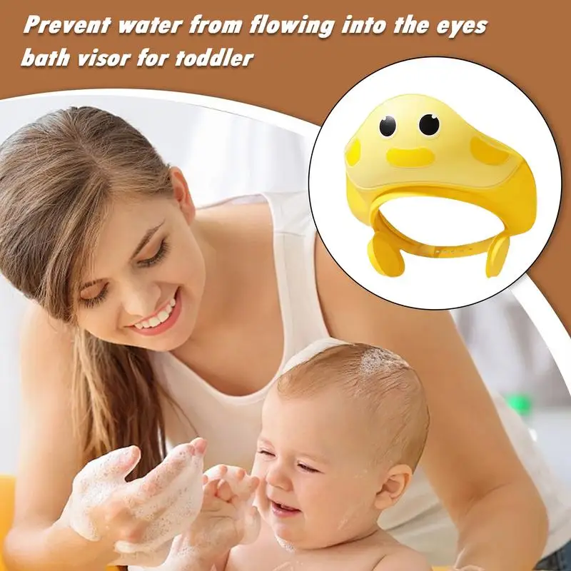 베이비 샤워 캡 조정 가능한 귀여운 캡 샤워 모자 바이저 헤어 워시 샴푸 쉴드 입욕 모자 목욕 바이저 눈 및 귀 보호