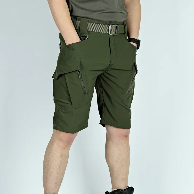 

Men Quick Dry Elastic Tactical Cargo Shorts Multi Pocket Outdoor Hiking Training Five Point Pants S-3XL