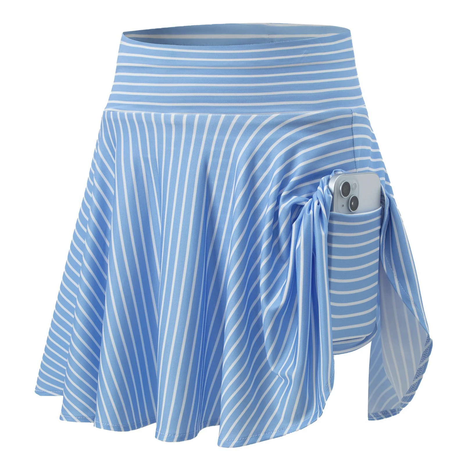 Kids Girls Striped Golf Tennis Skirt Elastic Waistband Workout Sports Running Training Skirt with Built-in Shorts