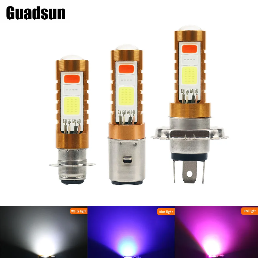 

Guadsun Motorcycle Headlight COB 80W H4 BA20D P15D-25-1 12V Hi/Lo Beam LED Bulbs Motobike Three-colour White Blue Red Head Light