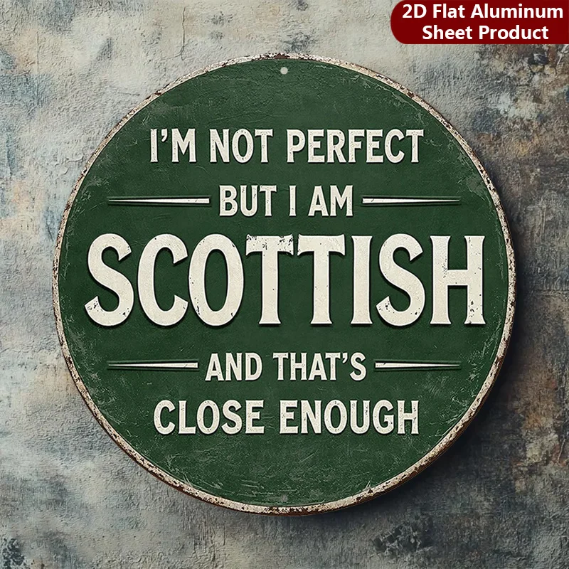 2D Flat, 1 Pack, Scotland Pride Round Sign, Vintage Style Decorative Plaque, Funny Humor Porch Decoration, Wall Decoration