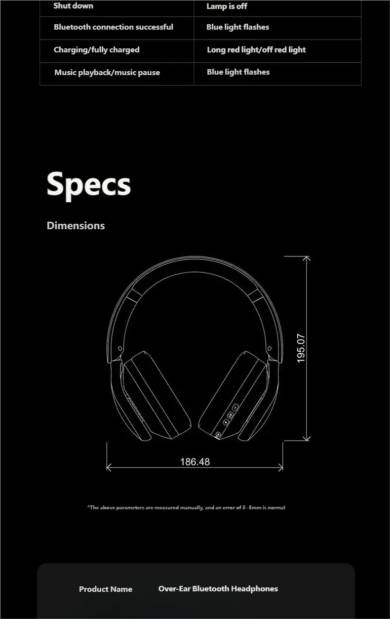Acer Wireless Bluetooth Over-ear Headphones With Stereo Sound_voghion.com