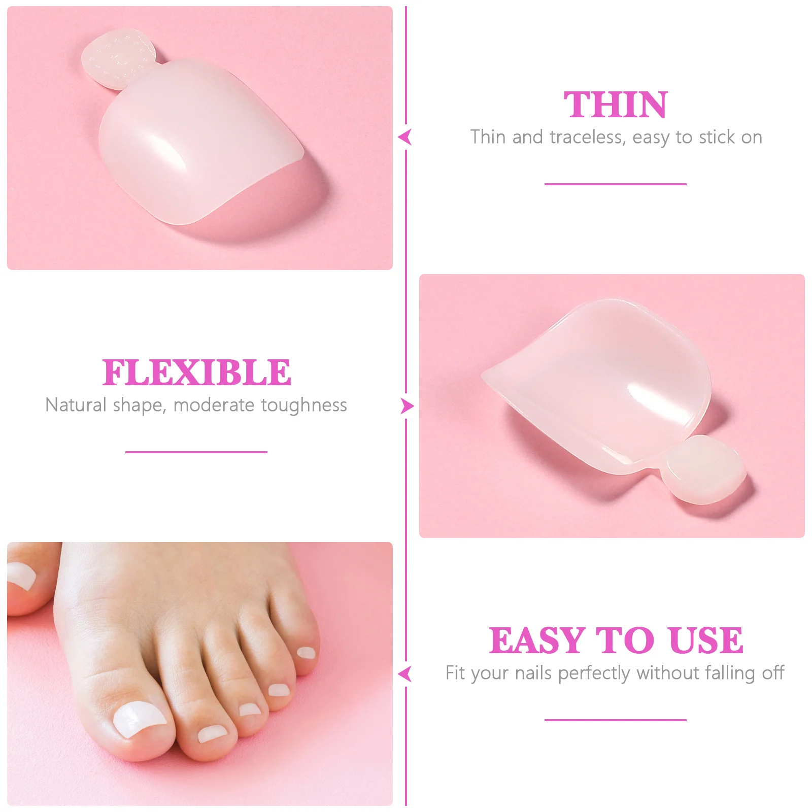 600 Stück künstliche Zehennagelspitzen, natürliche vollständige Abdeckung, DIY-Nagelkunst, Zehendekoration, Salon, Zuhause, Nagelkunst, Zubehör, falsche Zehennägel