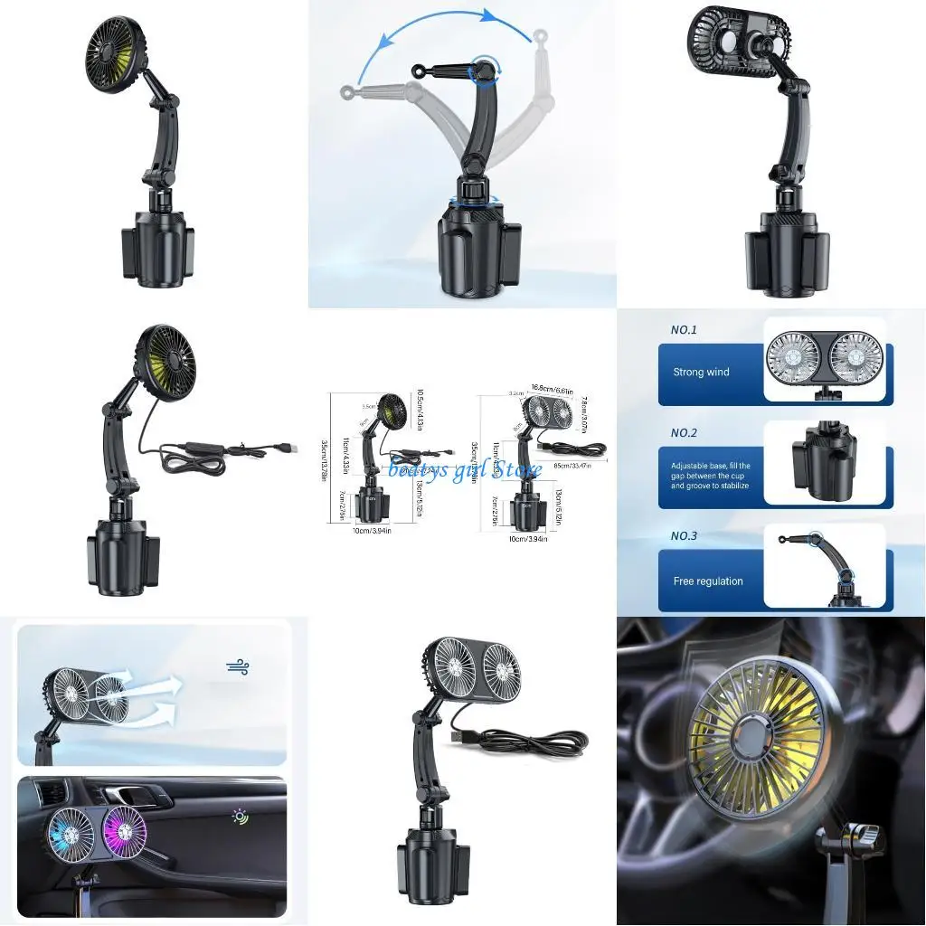 

C7AB Car Ventilators, Adjust Stand Car Mounted Fan, Easily to Install for Camping
