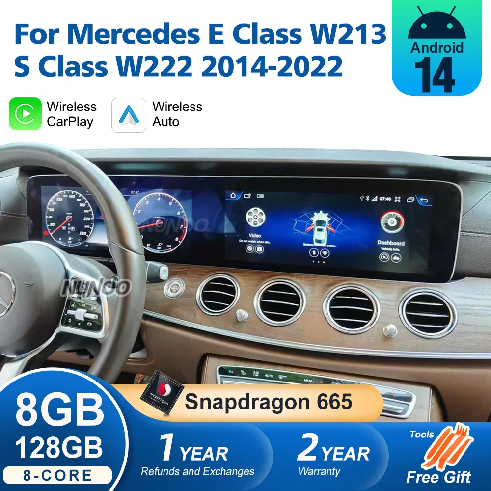 

Цифровая приборная панель Nunoo CarPlay с сенсорным LCD-экраном для Mercedes-Benz W213 W222 2014-2022, мультимедийный проигрыватель для автомобиля, Android 14, радио, навигация