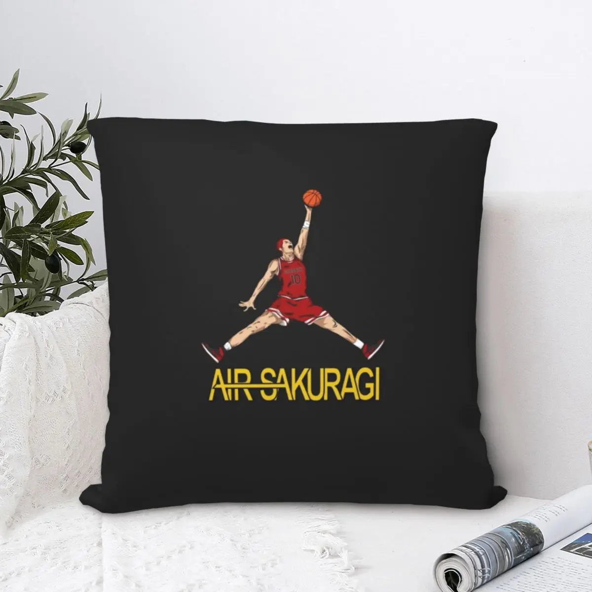 

Air Sakuragi Slam Dunk Anime Square Pillowcase Polyester Pillow Cover Velvet Cushion Zip Decorative Comfort Throw Pillow For Car