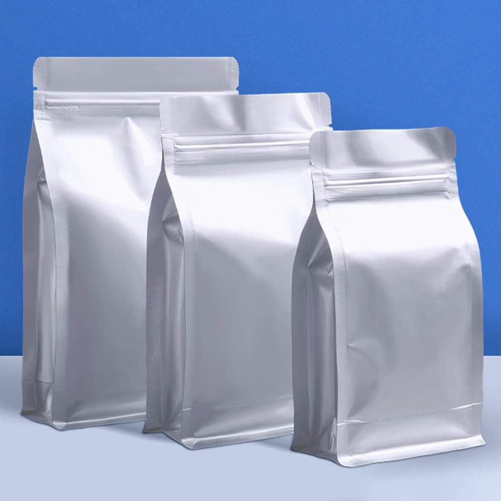 

50PCS Aluminum Foil Coffee Bean Powder Packaging Bag Self-Sealing Bags Flat Bottom Tea Chocolate Powder Storage Pouches