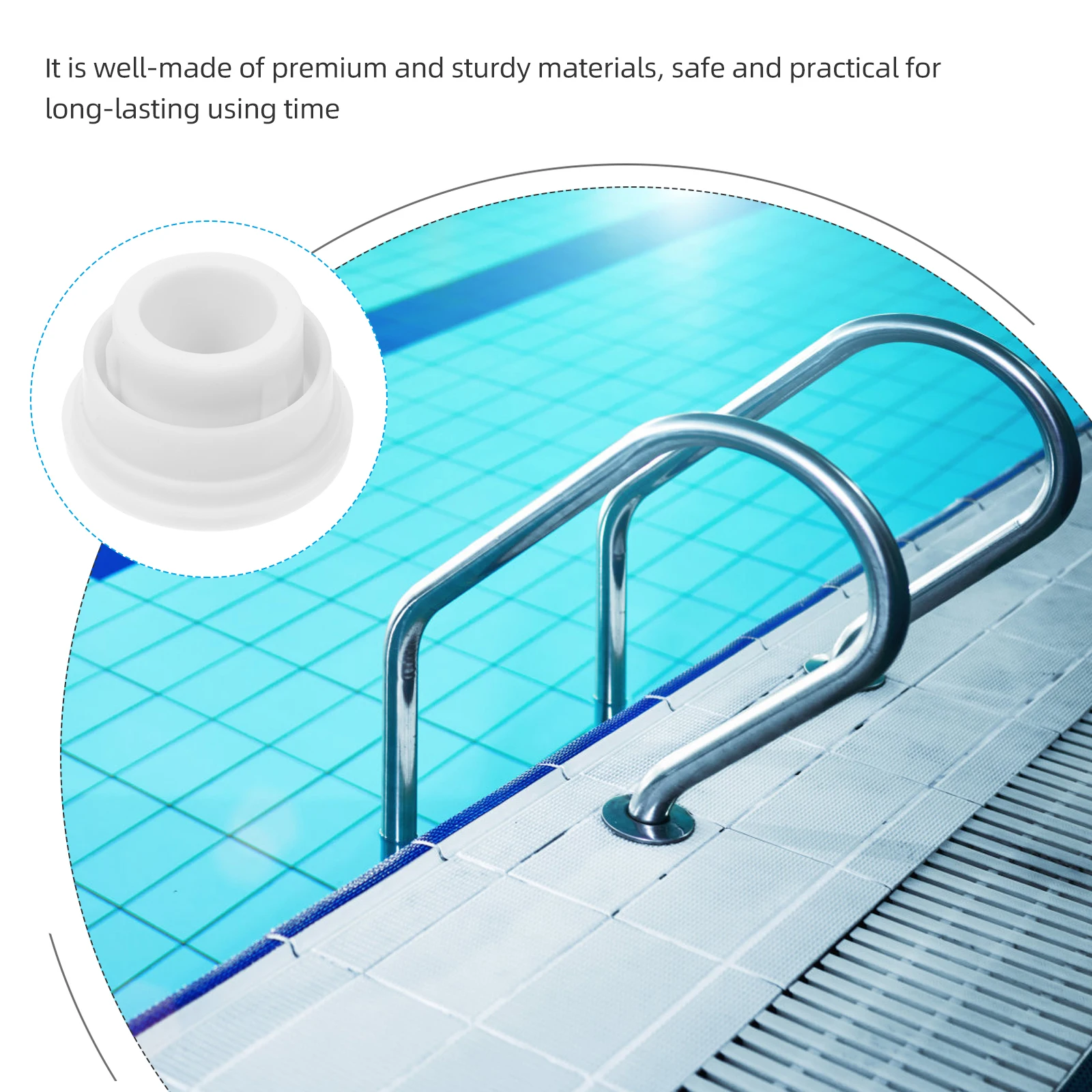 

2pcs Swimming Pool Ladder Rubber Plug Bumper Caps Non-Slip Durable Replacement Parts For Gunite Vinyl Liner Underwater Pool