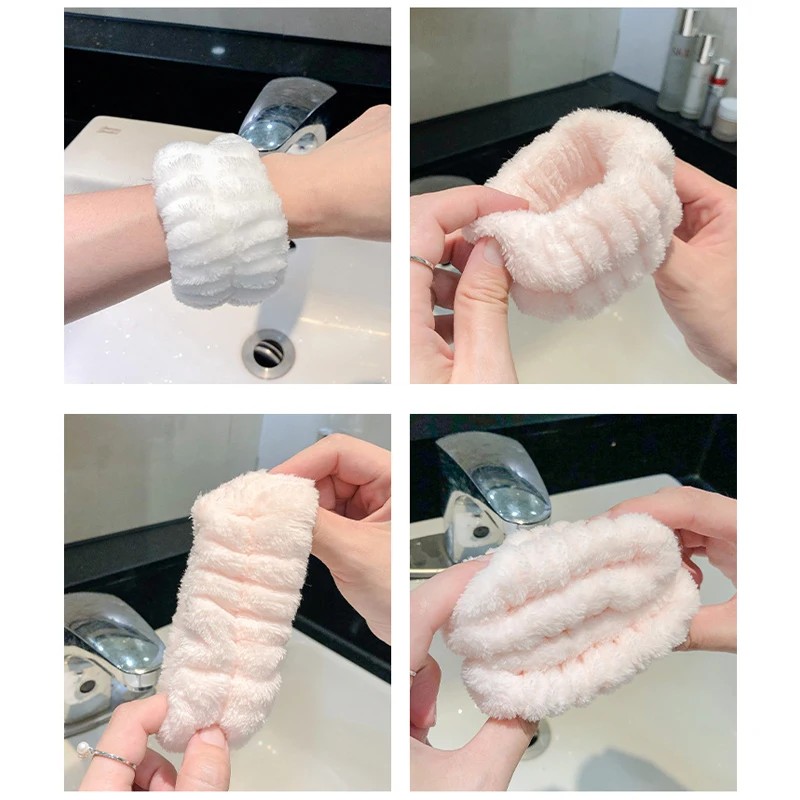 4/2PCS Reusable Wrist Washing Belt Soft Microfiber Towel Wristbands Washing Face Water Absorption Prevent Wetness Wrist