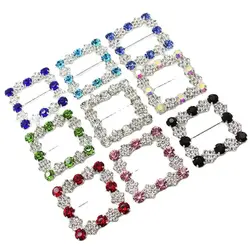 45MM Rhinestones Glass Square Belt Buckles 2Pcs/Lot  DIY Handwork Sewing Clothing Diamond Decor Accessories