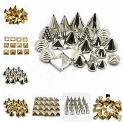 100/200 Assorted Golden Metallic Acrylic Rock Punk Spike Taper Stud Beads