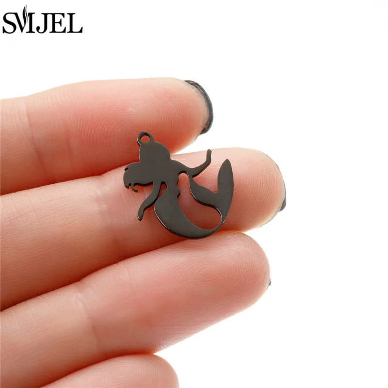 5pcs/lot Stainless Steel Mermaid Charms for Jewelry Making Animal Earrings Pendant DIY Accessories Kawaii Metal Craft Supplies