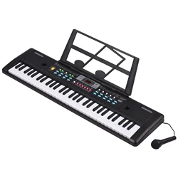 Órgano electrónico USB de 61 teclas con micrófono, teclado electrónico de música Digital negro, pantalla LED con 16 tonos, 10 ritmos