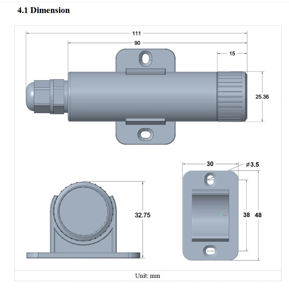 CO2 Sensor Temperature Humidity Integrated Transmitter DC9-28V 0-5000ppm SDI-12 RS485 Output 2M Cable CO2 Concentration Meter
