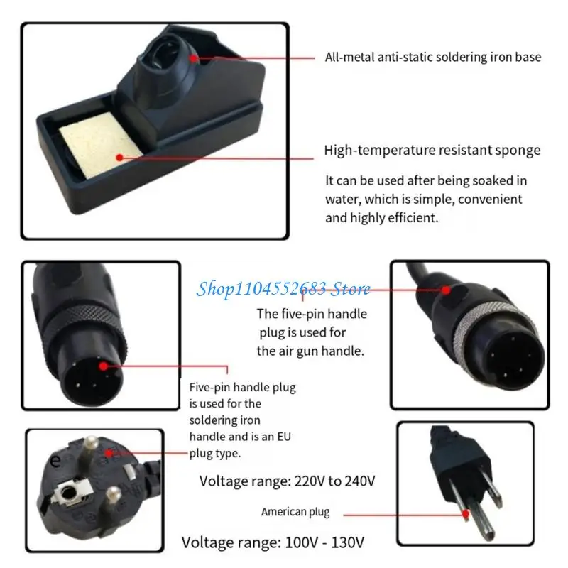 

Electronic Soldering Station 2 in 1 Digital Display Rework Hot Air Solder Iron