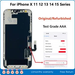 AAA Refurbished Official Screen For iPhone X XR XS 11 12 13 mini 14 15 Pro Max LCD Display Assembly Changed Outer Glass Replaced
