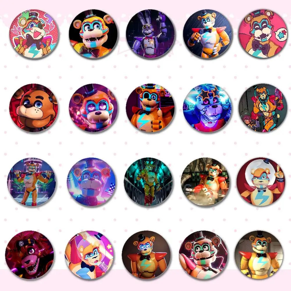 G-Glamrock F-Freddy Fnafs Insignias Redondas de Broche, Lindas Insignias de Dibujos Animados para Cosplay de Ídolos, Pines DIY para Mochilas, Ropa y Joyería