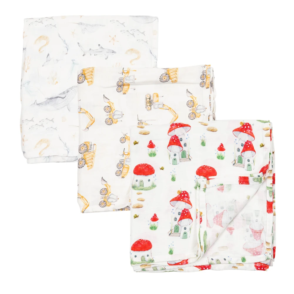 

Customized Pattern Baby Bamboo Muslin Blanket 2 layers swaddle Blanket Wholesale Organic Cotton Fabric Muslin Blanket