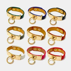 Top Quality 9 Colors Single Circle Leather Gold Plated Stainless Steel Bracelets Bangle For Women Fashion Jewelry