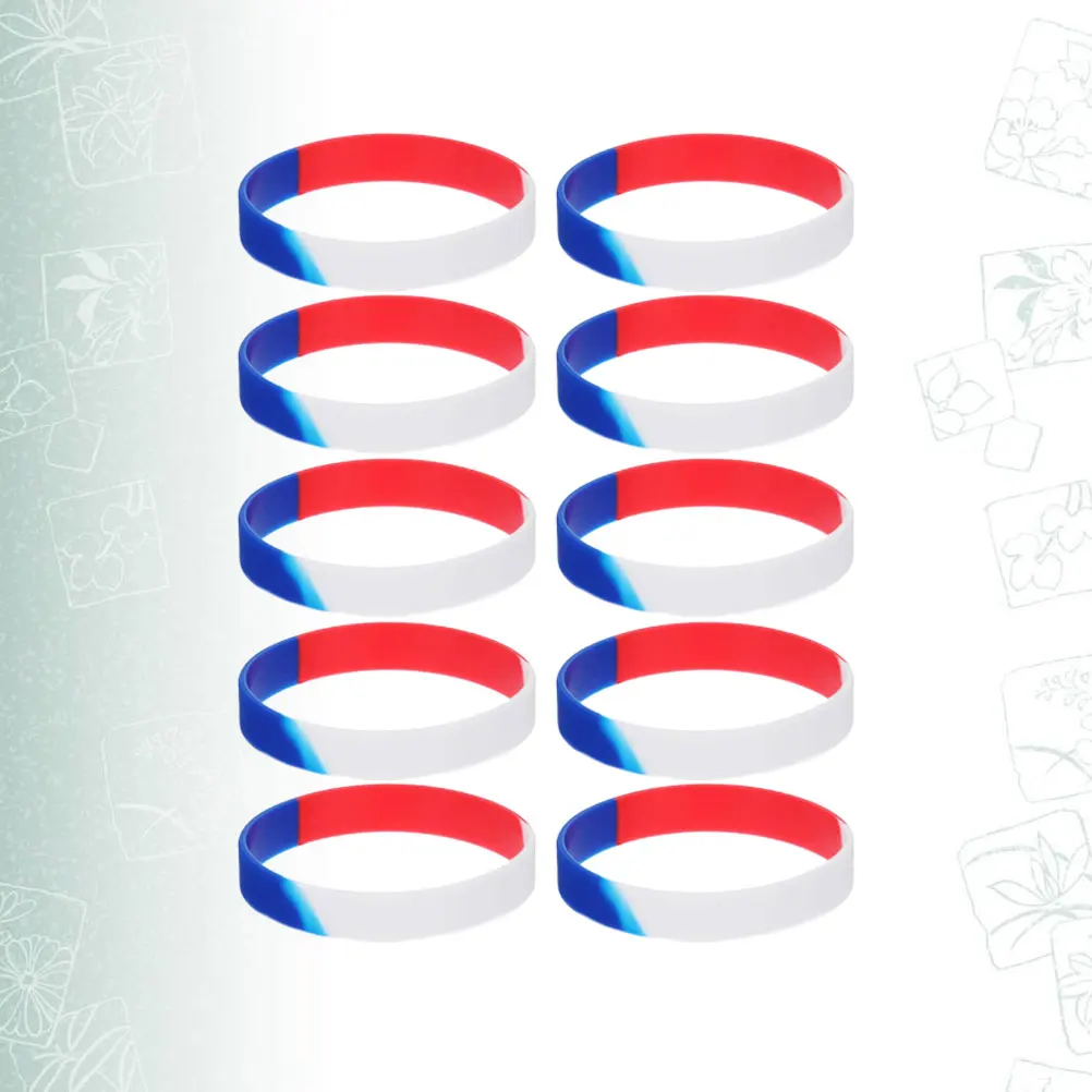 

10pcs Independence Day Wristbands Silicone Unisex Sports Hand Rings Eco-Friendly Comfortable Fitness Accessories Party Favors