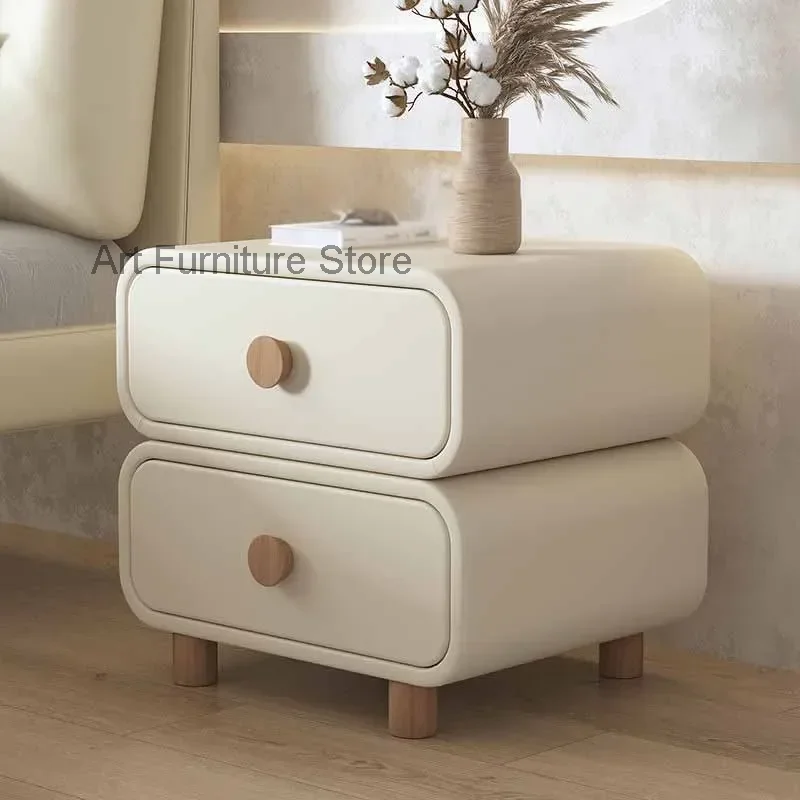 

Mini Nightstands Household Bedroom Double Draw Storage Design Microfiber Leather Anti-Scratch Wear-Resistant Bedside Furniture