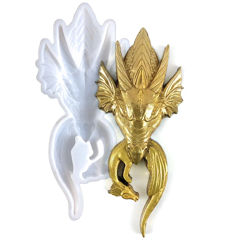 Dragon Shape Candle Mold Desktop Ornament Making Cake Pastry Fudge Silicone Baking Tool Gypsum Bakeware Handmade