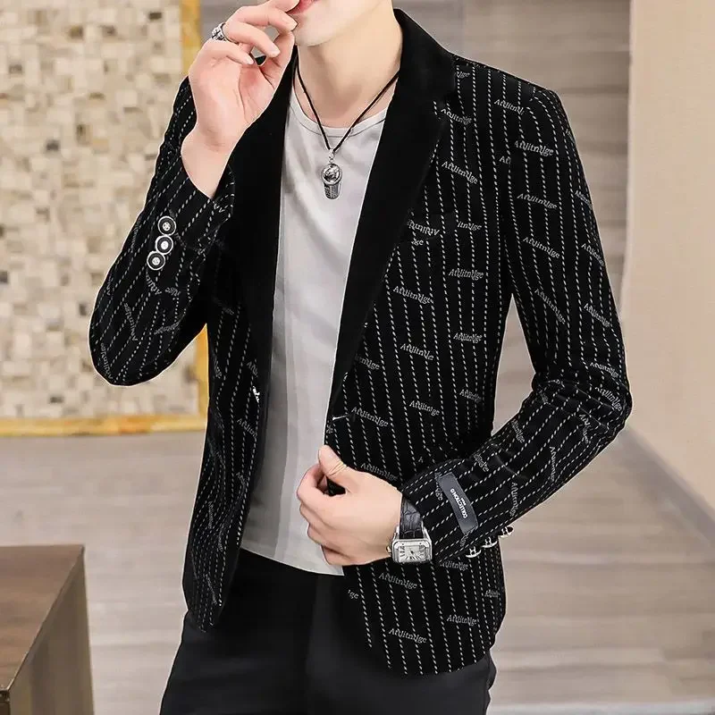 Cropped Plus Big Size Man Suits and Blazers Coats Oversize Stamp Printed Short Jacket for Men Clothing Casual Summer Fashionable