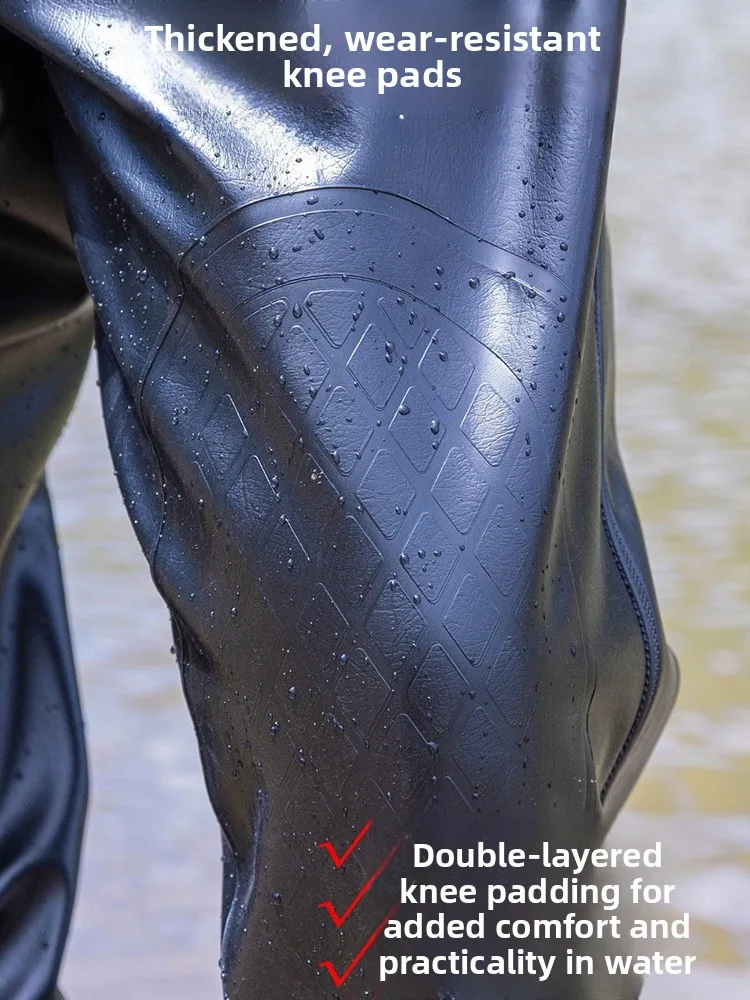 

Thiened Wading Pants Waterproof f-Body Fiing Rainwear Overall Fiing Boots Inteated Clothing Water oes for Fiing