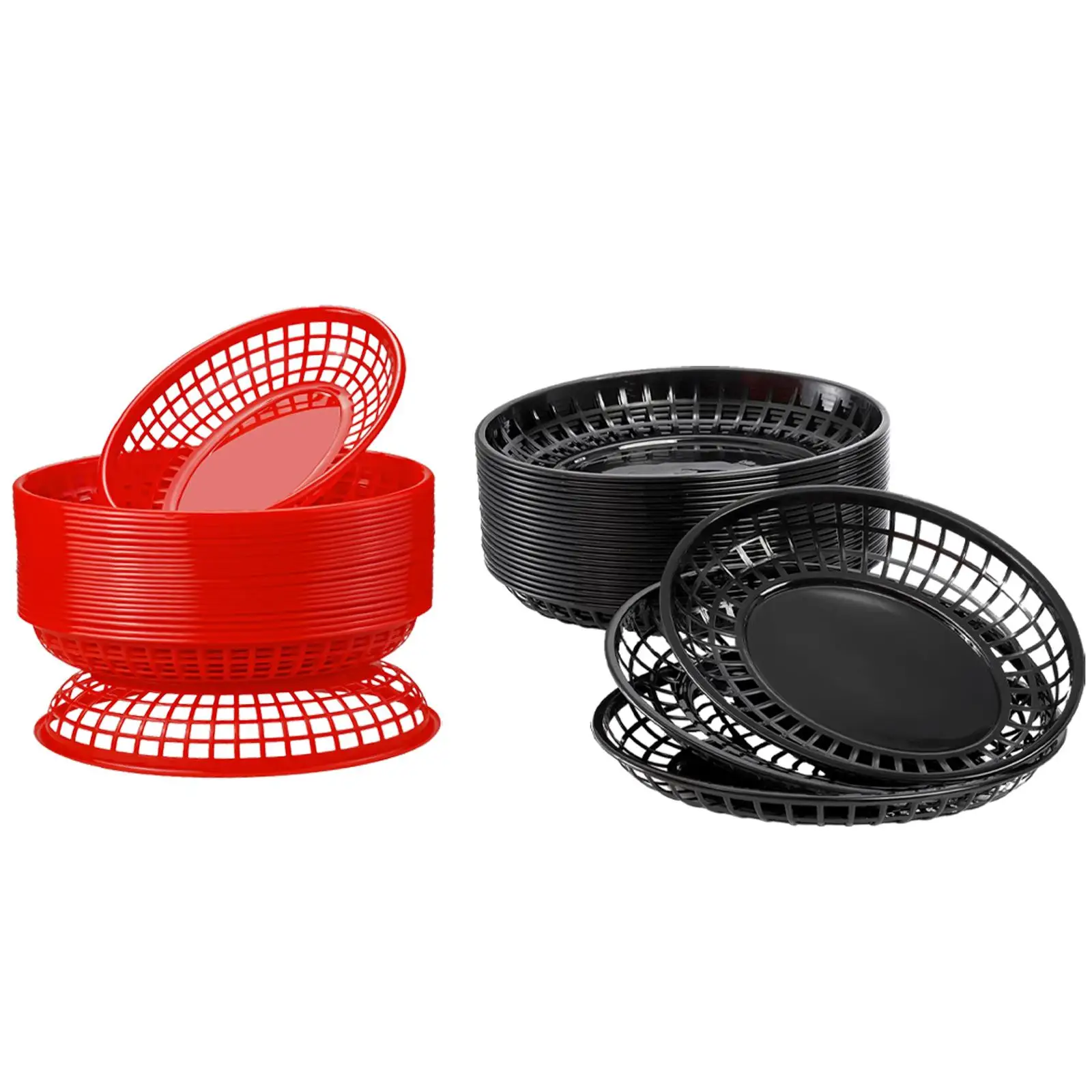 24Pcs Oval Fast Food Baskets Retro Bread Fry Baskets Serving Tray Storage Basket Bins for Arts Office Corn Dogs Home Sandwiches