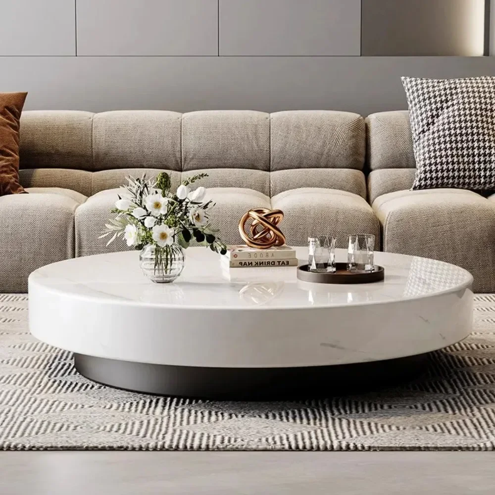 

Luxury White Round Coffee Table Aesthetic Entryway Modern Breakfast Side Table Creative Nordic Large Table Basse Mesa Furniture