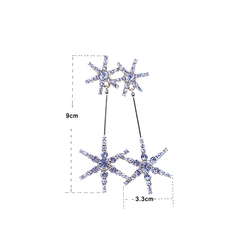 

Серьги-подвески в виде маленькой звезды и большой звезды с инкрустированным Цирконом
