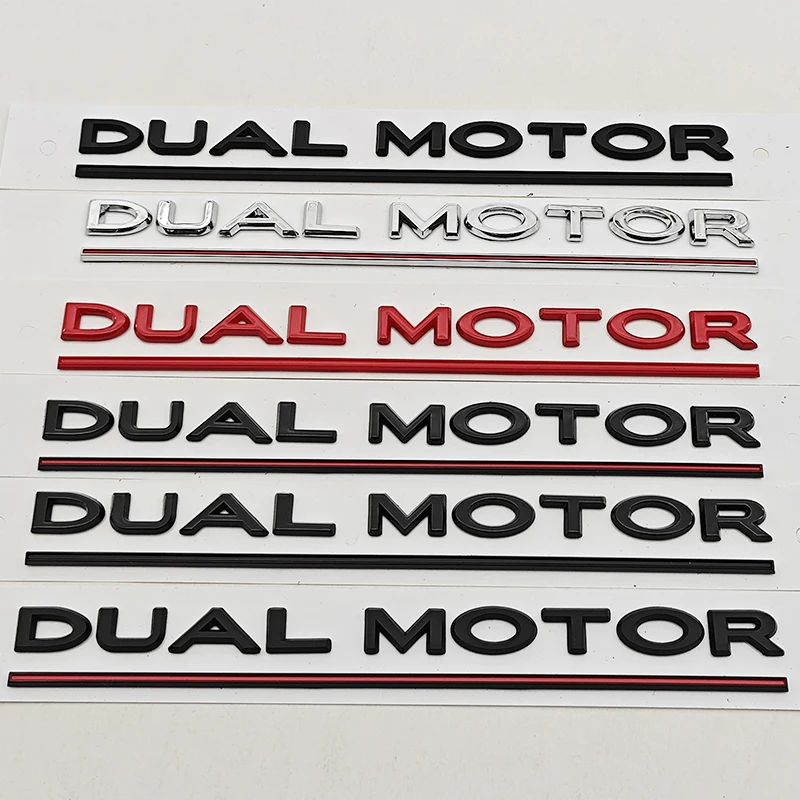 

3D ABS Chrome Black Red Rear Trunk Badge Hight Performance Logo DUAL MOTOR Underlined Sticker For Tesla Model Y S X 3 Accessory